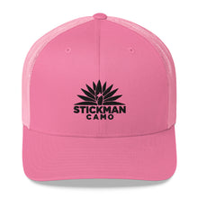 Load image into Gallery viewer, Stickman Camo - Trucker Hat with Black Logo - Multiple Colors Available - Stickman Camo Stickman Camo - Trucker Hat with Black Logo - Multiple Colors Available Trucker Hats 24.00 Stickman Camo Pink